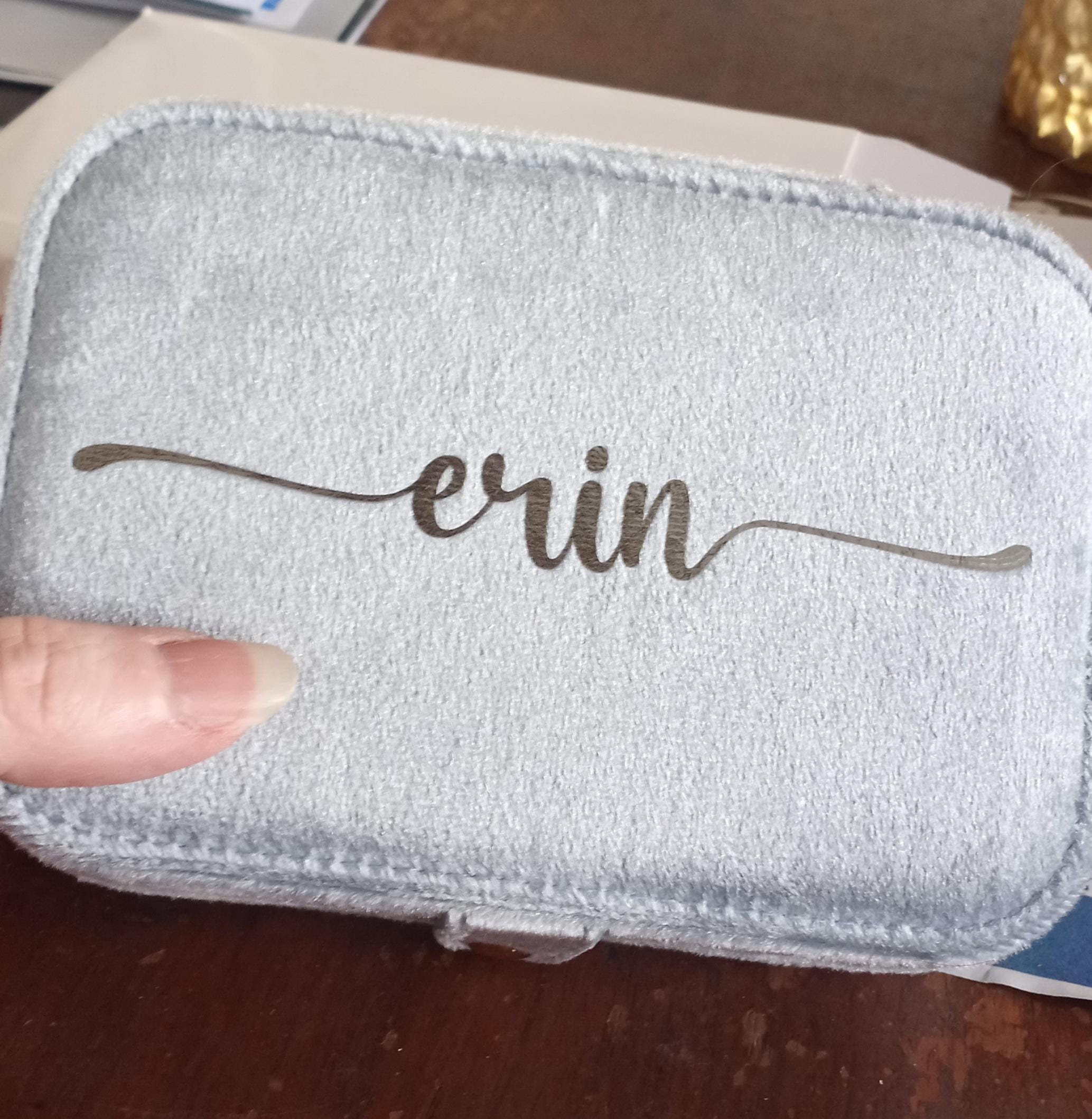 Travel Velvet Jewelry Box with Button Snap and Mirror, Christmas & Holiday Gift, Wedding, Bridesmaid, Jewelry Case, Name Box Personalized