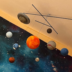 Hand Painted Solar System Model Hanging, Solar Mobile, Sun and Planets ...