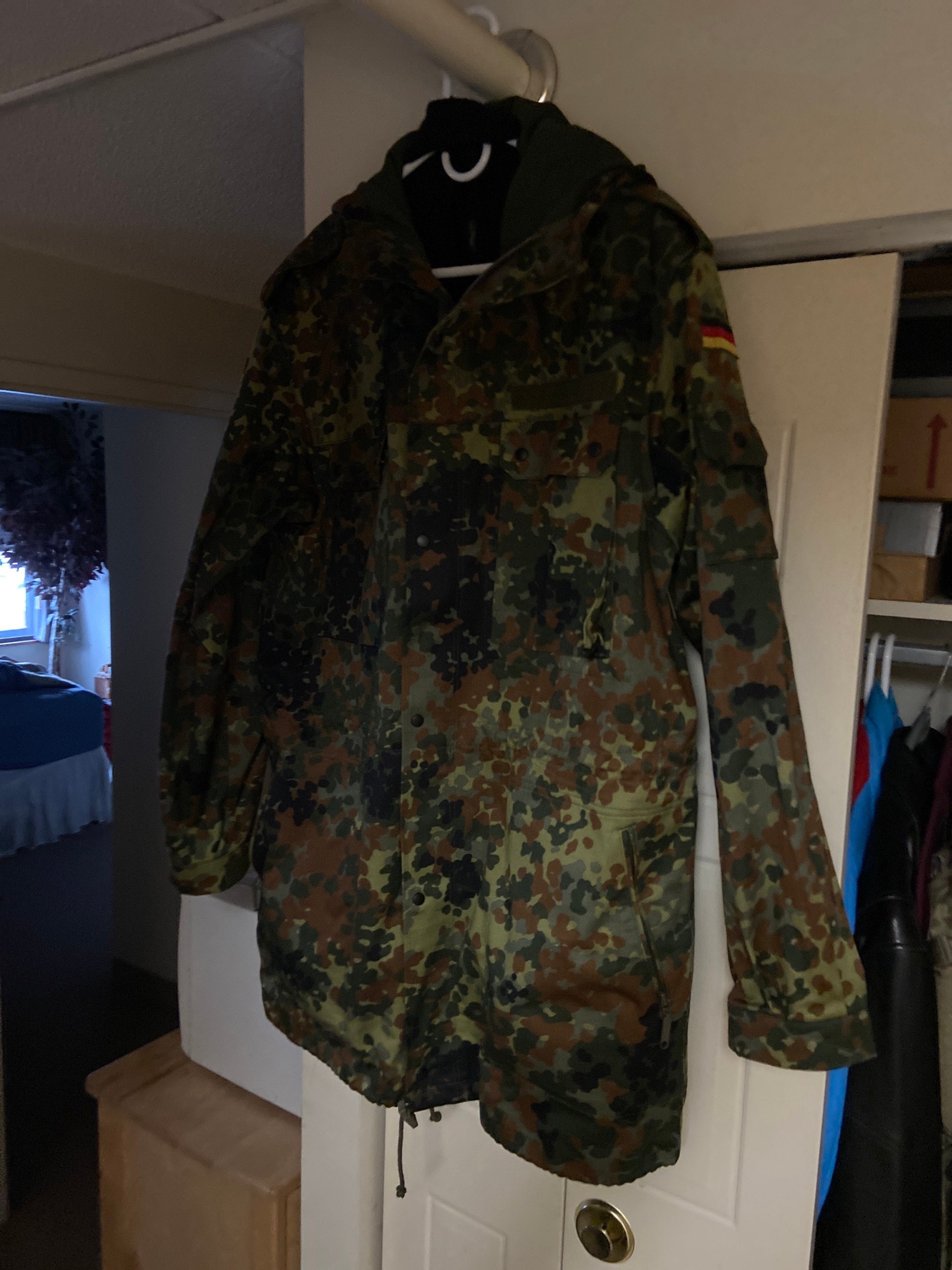 Original German army field jacket parka military issue hooded Flecktarn ...