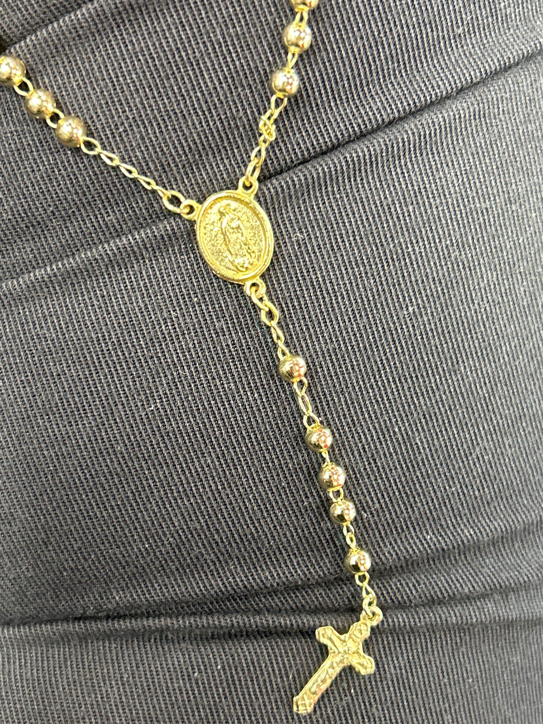 18k Gold Filled Rosary Necklace, Gold Cross Necklace for Layering, Custom Rosary Jewelry, Personalized Religious Gift, Dainty Necklace