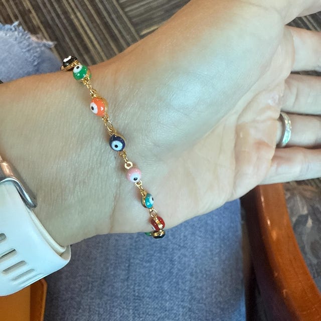 Multicolor Evil Eye Bracelet or Anklet – Gold Plated Turkish