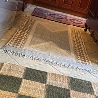 Square Cotton Area Rug, Block Printed Rug / Carpet, Area Rug 4X4 Feet ...