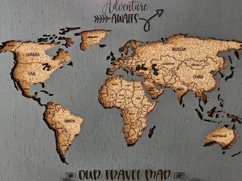 Custom World Map Pin Cork Board personalized Home decorative Wood Cardboard Travel Memory Journey Adventures Personalised Pins free gift