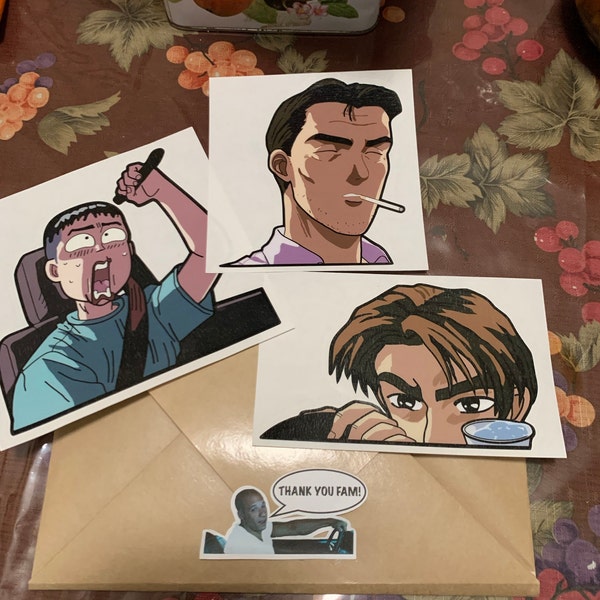 Bunta Sticker. Amazon Initial D - the Mt Akina Sticker Pack – Includes Takumi, Bunta, and ...