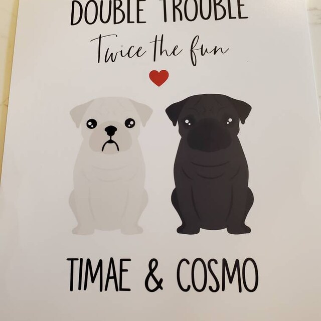 Personalised Pug Print Double Trouble Twice the Fun -  Portugal