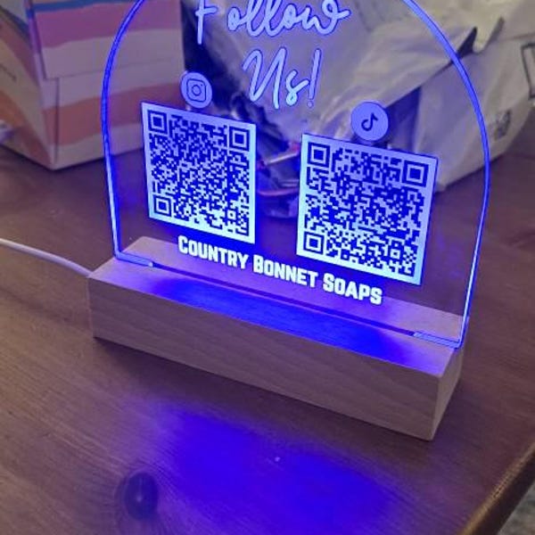 Custom Social Media Dual QR Code LED Acrylic Arch, Social Media Sign ...