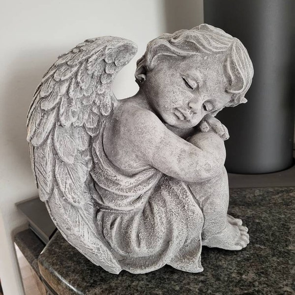 Stoneandstyle Steinfigur Katze Mit Schlafmütze - Frostfester Steinguss 30cm - Made In Germany