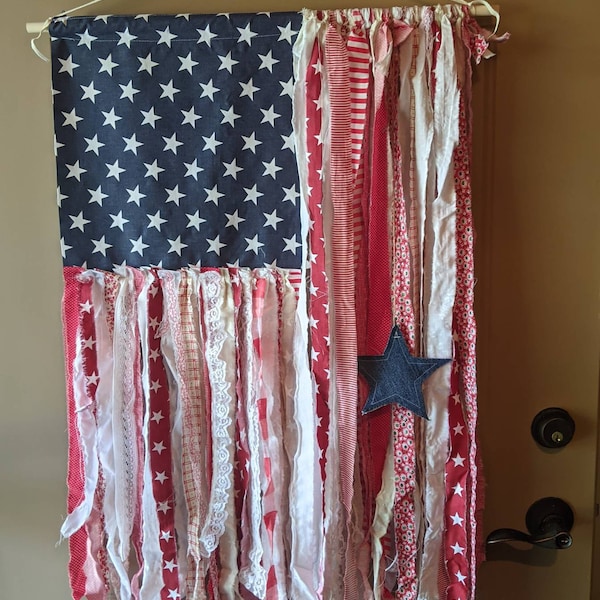 American Rag Ribbon Flag Americana Wall Hanging Porch Decor July 4th ...