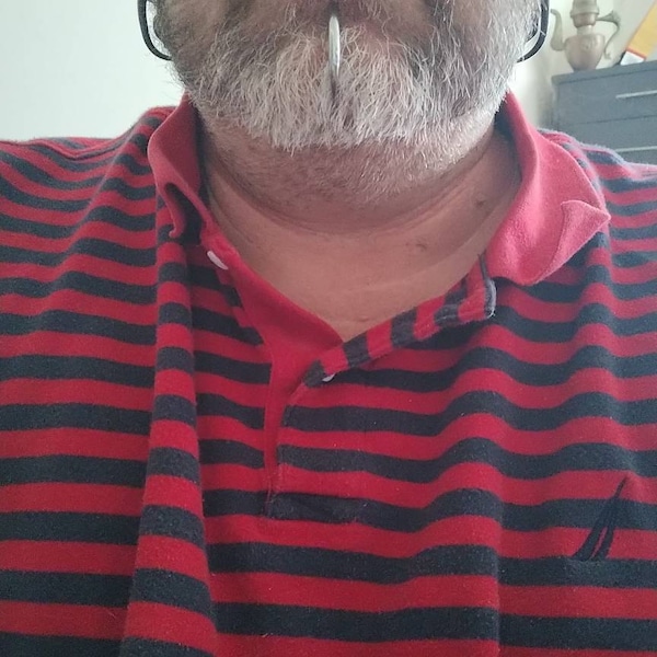 16G 316L Surgical Steel Long Curved Disturbed Chin Lip Ring Labret Horn ...