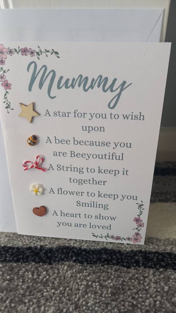 Mummy mothers day card, token gift, appreciation gift, mothers day gift for mum, gift for mummy, birthday gift for mum