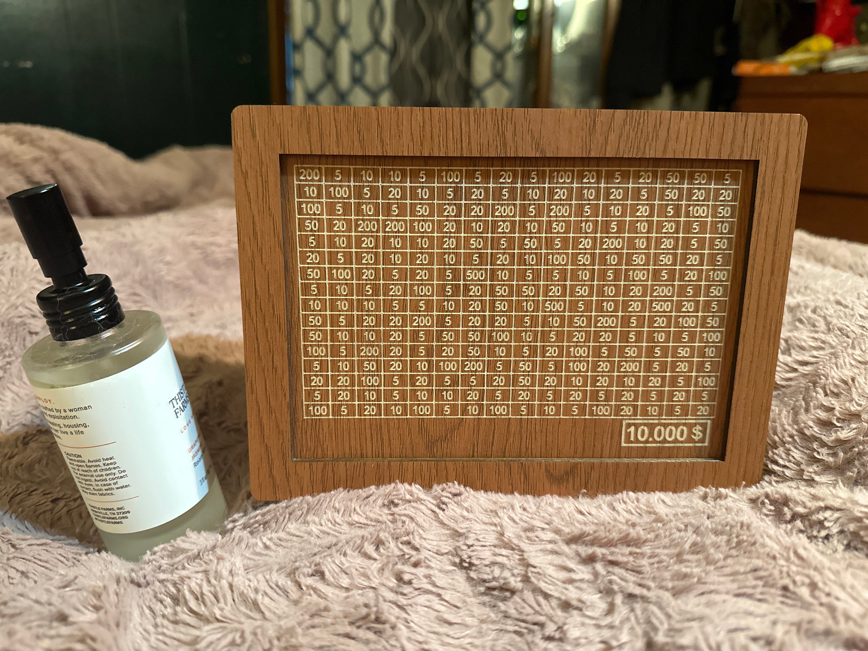 Wooden Money Box,Piggy Bank for Adults Kids,Wooden savings box,(savings goal: 1000/2000/3000/5000 ) euros,dollars, pounds,birthday present