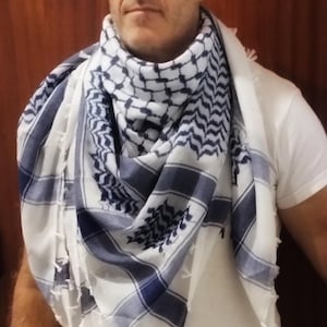 Freak Scene Kefiah Blu Marino - Sciarda Arafat Shemagh In Cotone 100% - Foulard Multiuso Uomo Donna