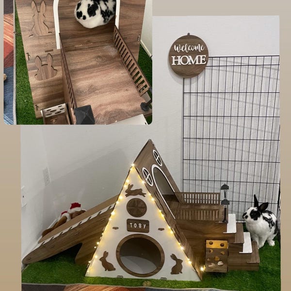 Bungalow Rabbit House,indoor Rabbit Castle, Rabbit Furniture, Extra ...