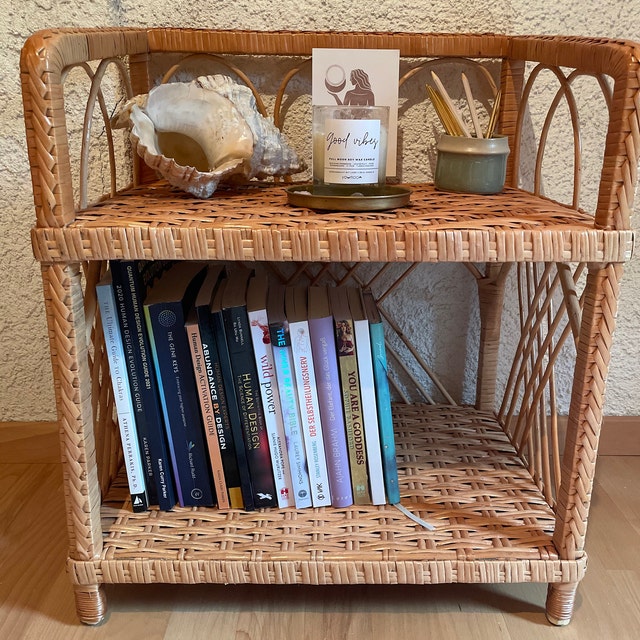 Rattan Bookshelf Wicker Free Standing Bookshelf Handmade Rattan