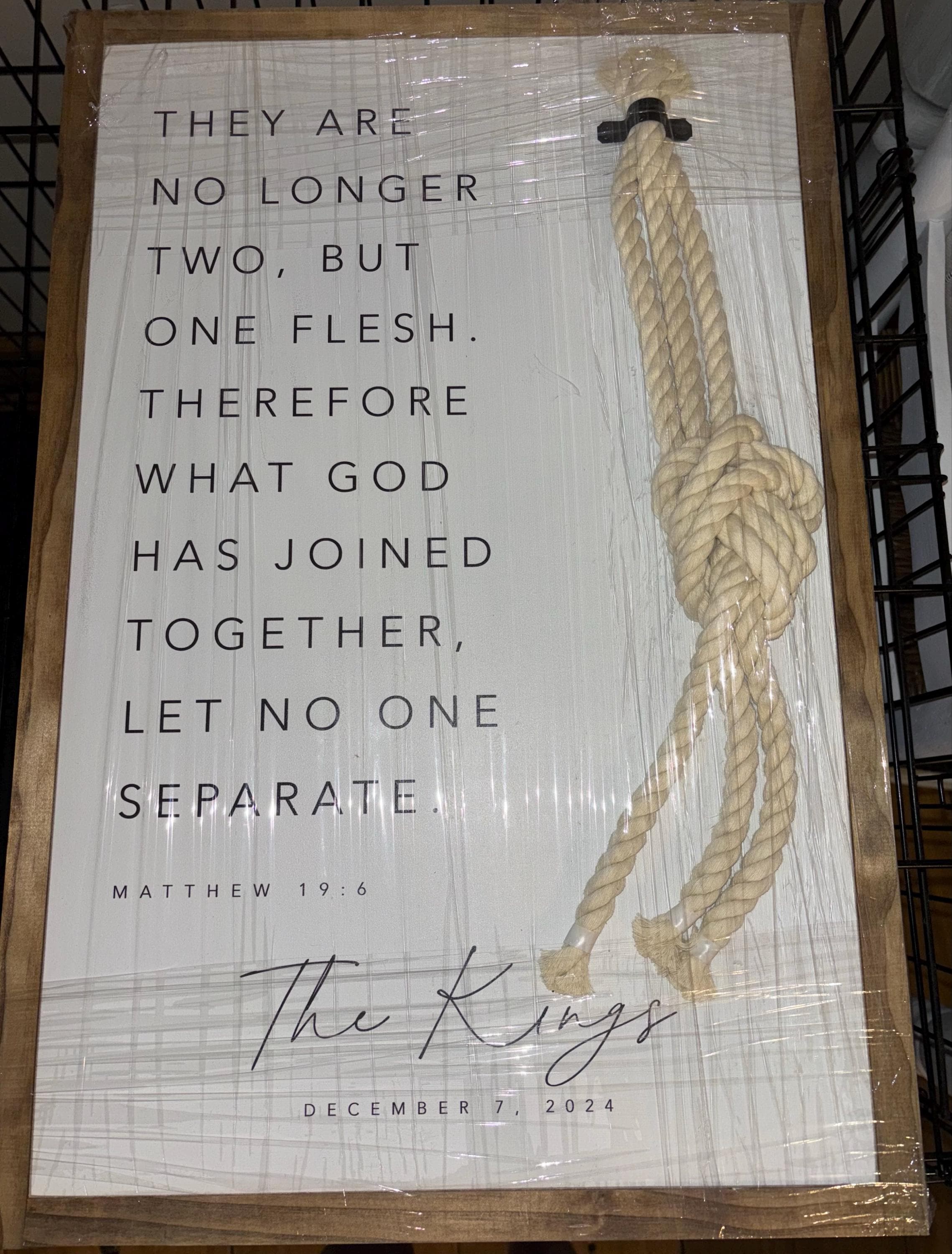 Matthew 19:6 They Are No Longer Two A Cord Of Three Strands Is Not Easily Broken Established Framed Wood Sign Wedding Unity Ceremony Gift