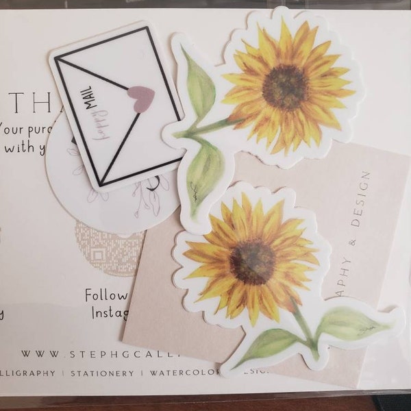 Watercolor Sunflower Sticker - Vinyl Sticker Decal - Etsy