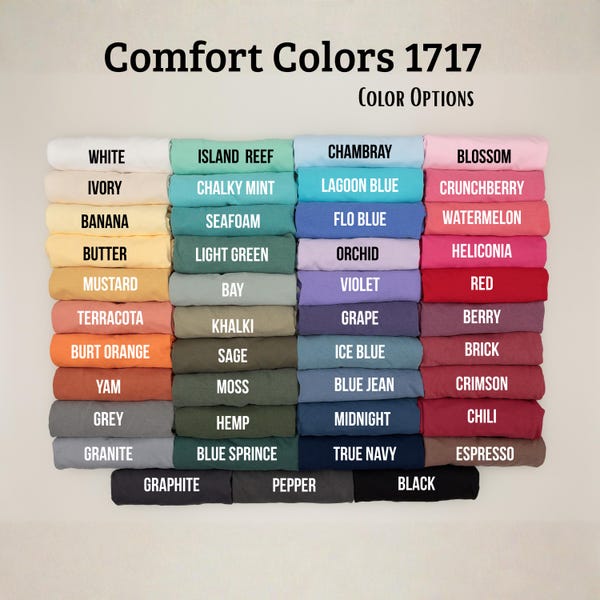 Comfort Colors 1717 Color Chart for Printify Users, Editable Canva ...