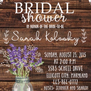 Rustic Bridal Shower Invitation Printable, Baby's Breath Bridal Shower ...