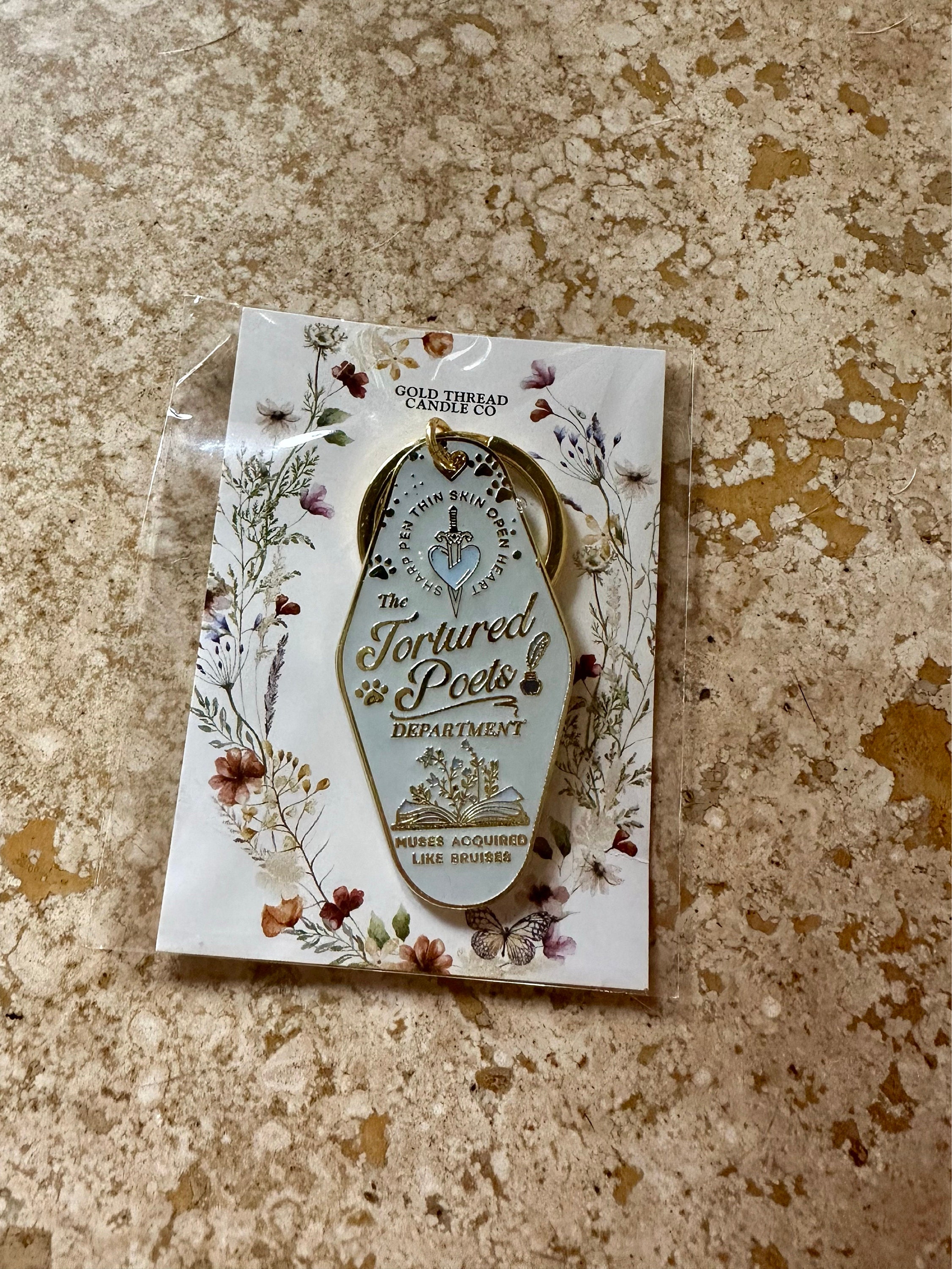 Poetry Department Mini Motel Enamel Keychain, Gift for Her