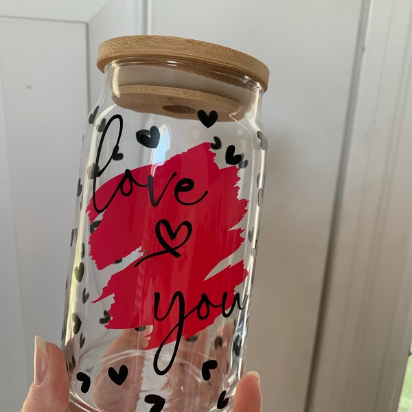 Love You • 16oz Glass Can Cutfile, Svg Dxf Png Files Digital Download ...