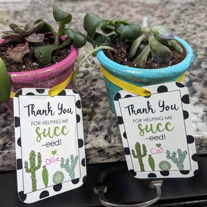 Succulent Teacher Gift Tag – Printable Thank You Cards (digital ...