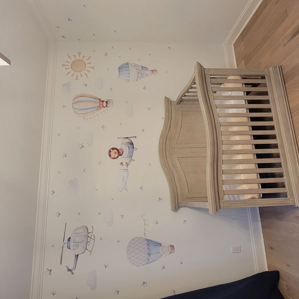 Hot Air Balloon Nursery Wall Decal, Personalised Nursery Sticker ...