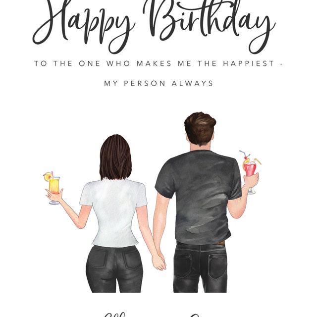 30th Birthday Gift / Cute Couples Drawing / Birthday Gift for 