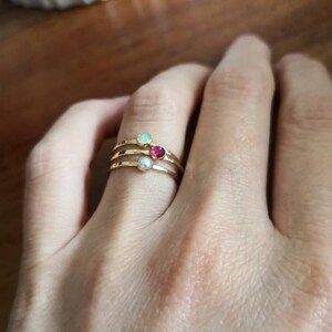 Tiny Birthstone Stacking Ring Petite Gemstone Ring Mothers Ring