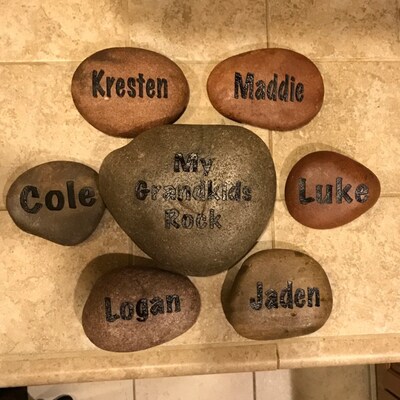 Engraved Stone Family Stone Engraved River Rock Carved Stone Garden ...