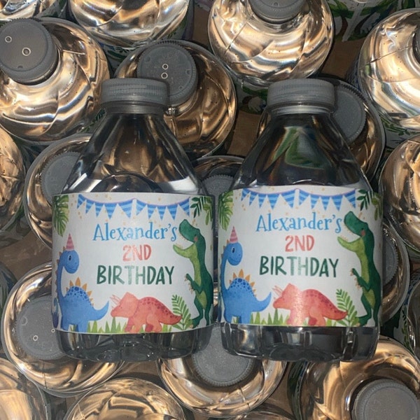 EDITABLE Dinosaur Water Bottle Label Template. Printable Watercolour ...