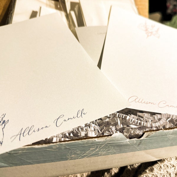 Elegant Pencil Drawn Branch Custom Letter Writing Stationery Set ...