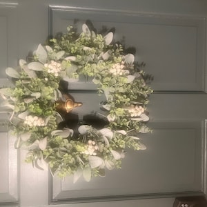 Year Round Lambs Ear Wreath, Modern Farmhouse Eucalyptus Wreath ...
