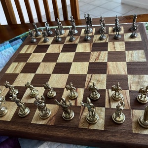 Red and White Crusaders Chess Set With Handmade Inlaid Mother of Pearl ...