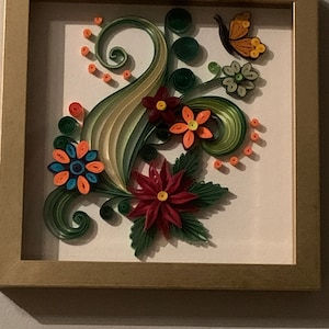 Papier quilling, art paon, décoration murale encadrée d