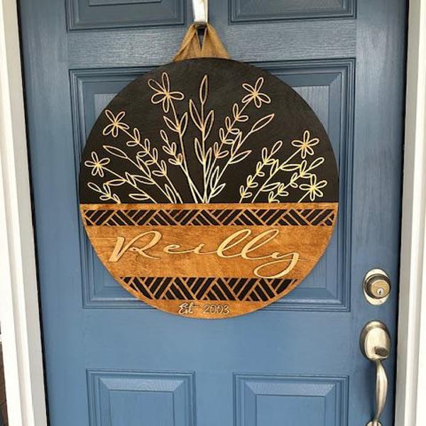 Wooden Door Hanger | Custom Front Door Decor | Front Door Sign ...