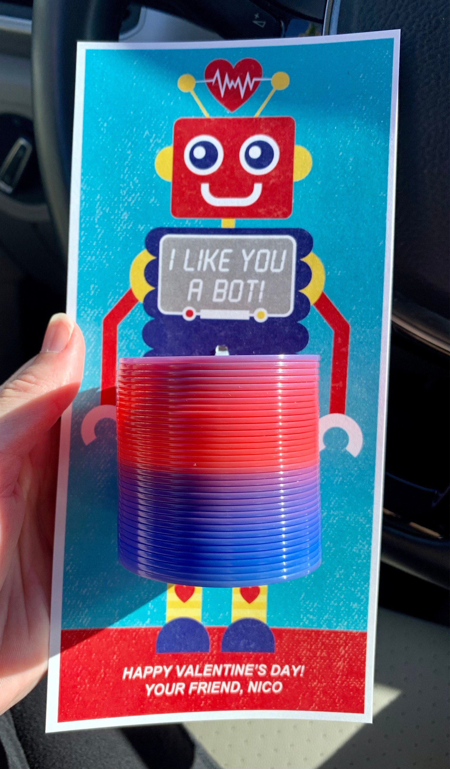 Robot kids valentine, slinky valentine, robot, school valentine, classroom valentine, printable, Just Add Confetti - INSTANT DOWNLOAD