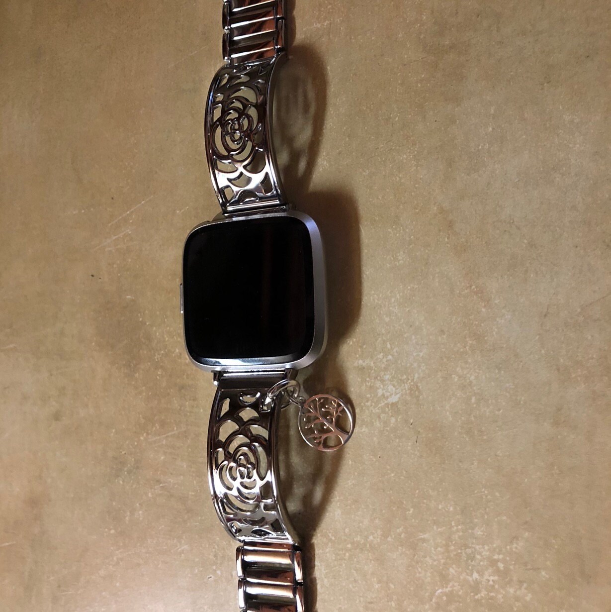 FITBIT VERSA Watch Band Silver Fitbit Versa 2 Band for Women Silver Tree of Life Adjustable