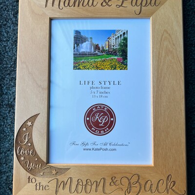 "I Love You To The Moon And Back" Engraved Leather Picture Frame - 5x7