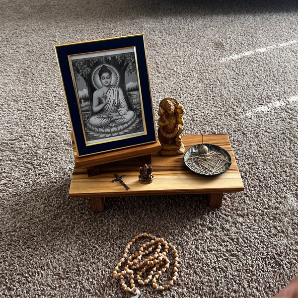 Teak Wood Altar Table Set: 2-tier Crystal Display Shelf - Etsy