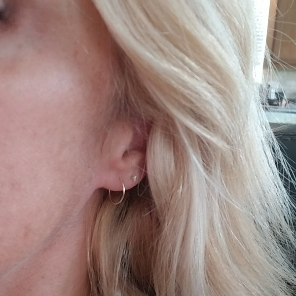 Mini Sterling Silver Hoop Earrings. Tiny Silver Hoops, Solid 925 ...