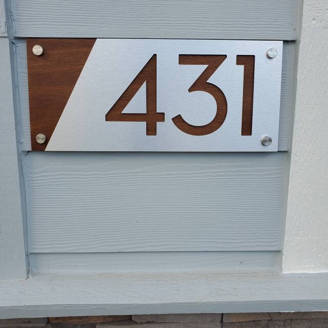 Modern House Numbers, Alucobond With Wood - Contemporary