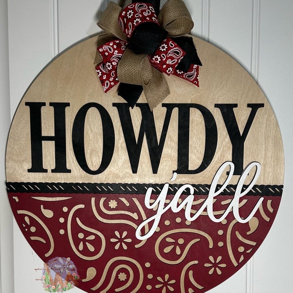 Unfinished Wood Round DIY Kit | Howdy Y'all Handkerchief Door Hanger ...