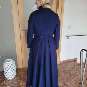 Maxi Wool Coat, Edwardian Style Floor Length Coat, Long