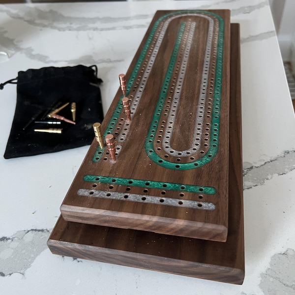 Premium Cribbage Board - Multi Lane Resin Track Inlays - Etsy