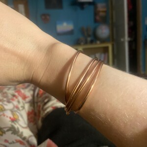 シンパシーオブソウル Seven Wires Twist Bangle Set of 7 Pure Copper Bracelet , Copper Wire Stacking Bangle