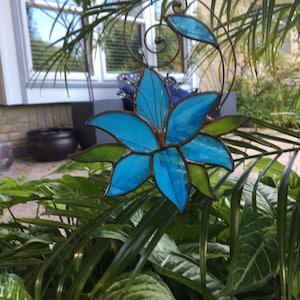 Sun catcher blue leaves no \u00d8 4 inch Glass picture deco window picture plant plants acrylic glass flowers gift decoration window 28