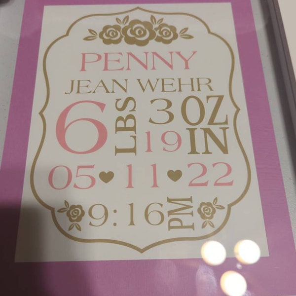 Baby Birth Announcement Bundle - SVG - DXF - EPS - Baby Stats - Metric ...