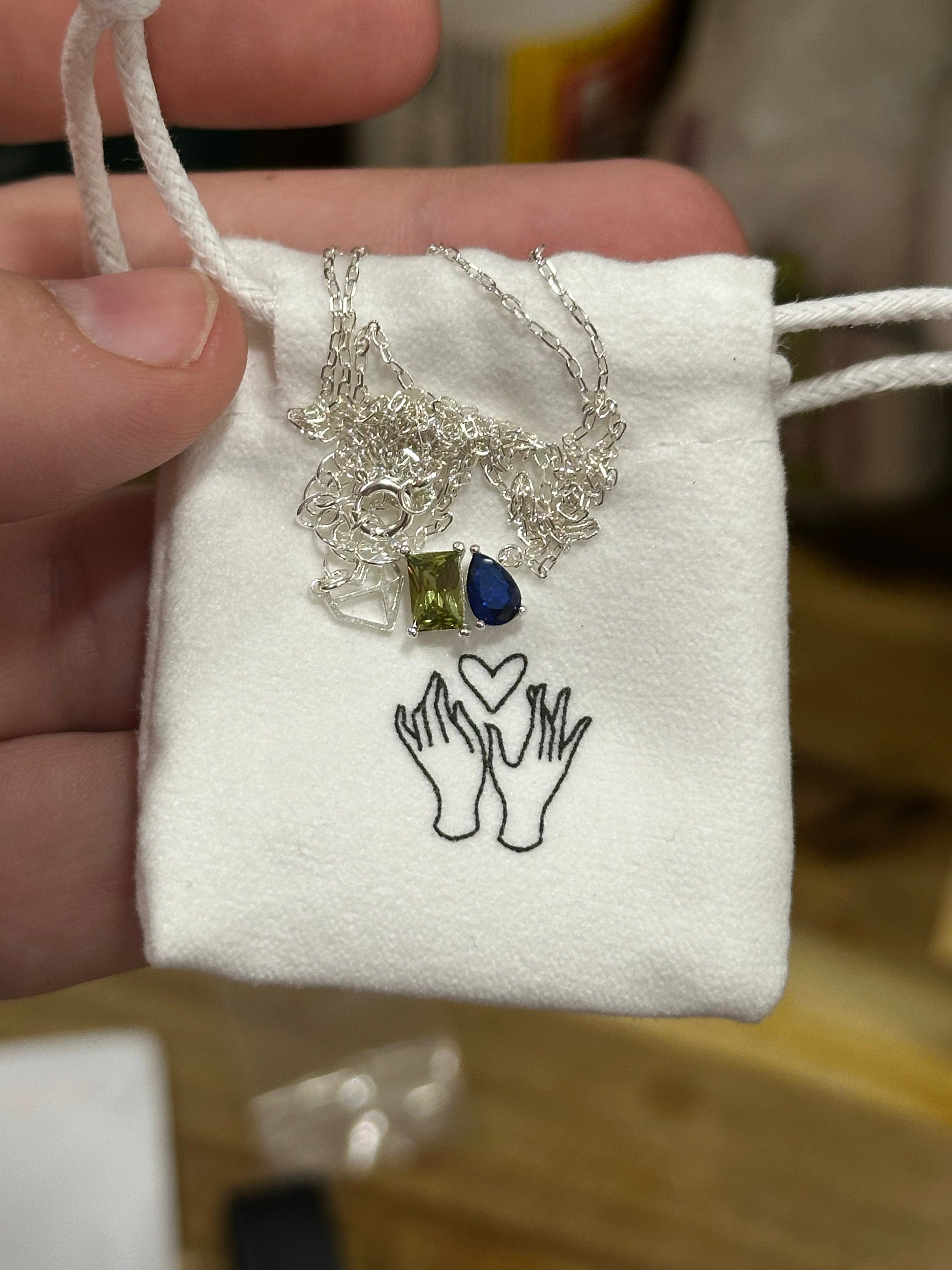 Toi et Moi Gemstone Necklace by Caitlyn Minimalist • Emerald & Pear Cut Birthstone Necklace • Personalized Jewelry • Gifts for Mom • NM140