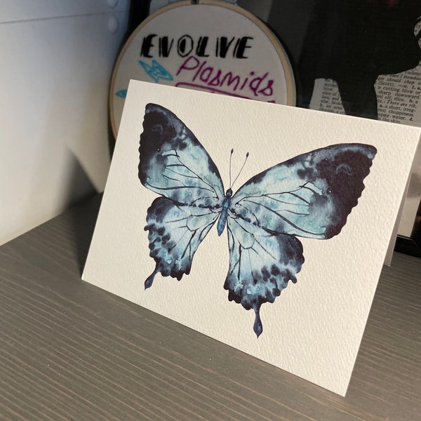 Watercolor Butterfly Note Card~blank Blue Butterfly Notecards~butterfly ...