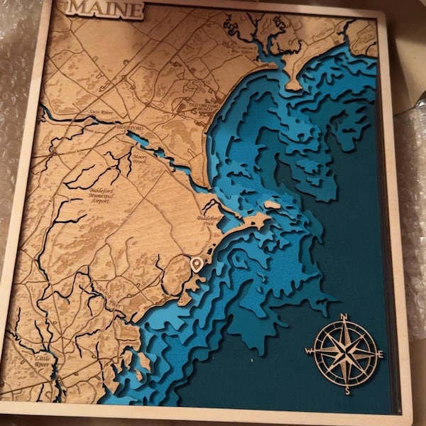 Custom Map Gift 3D Engraved on Wood - Personalized Wooden Wall Art ...